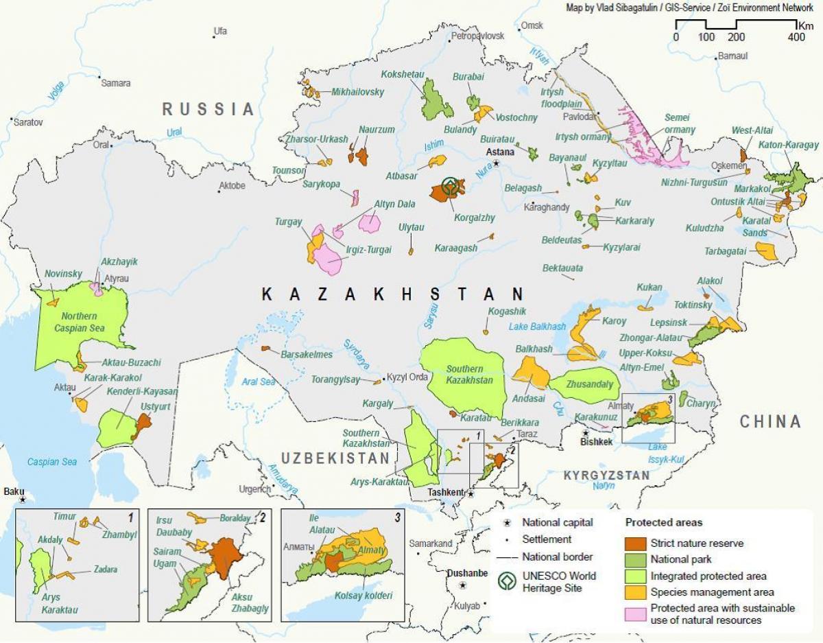 mapa de Kazakhstan recursos naturals
